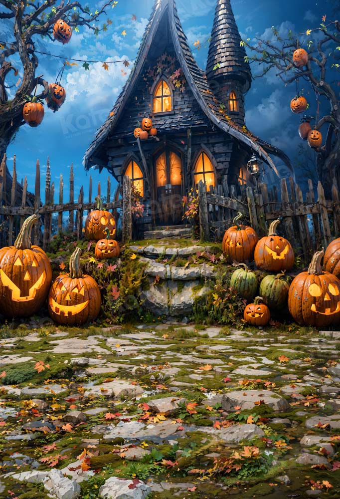 Kate Halloween Pumpkin Backdrop Moss Vibe House for Photography - Kate Backdrop AU