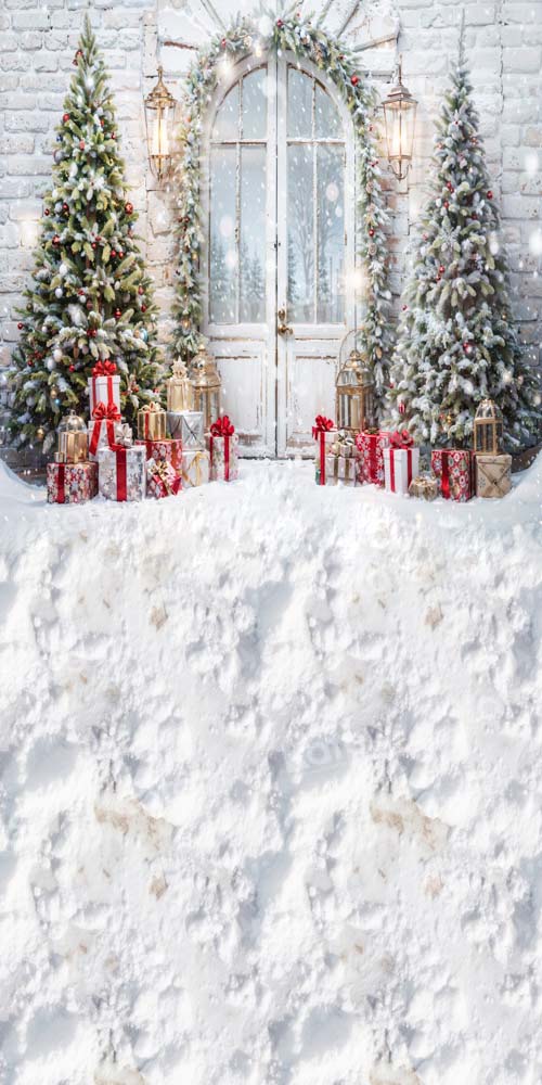 Kate Sweep Snow Gift Christmas Tree Backdrop for Photography
