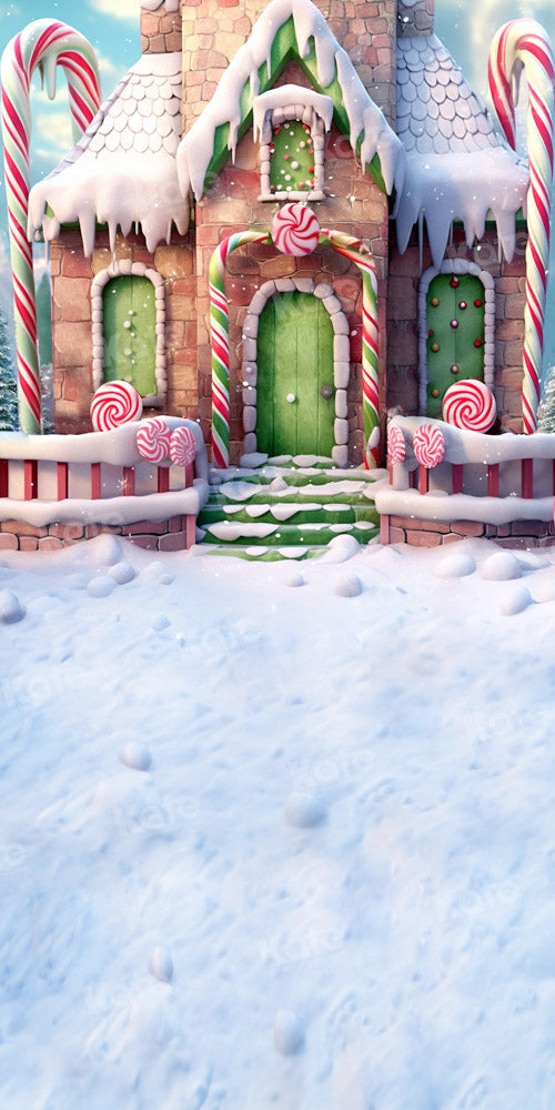 Kate Sweep Snow Candy Christmas House Backdrop Designed by Emetselch