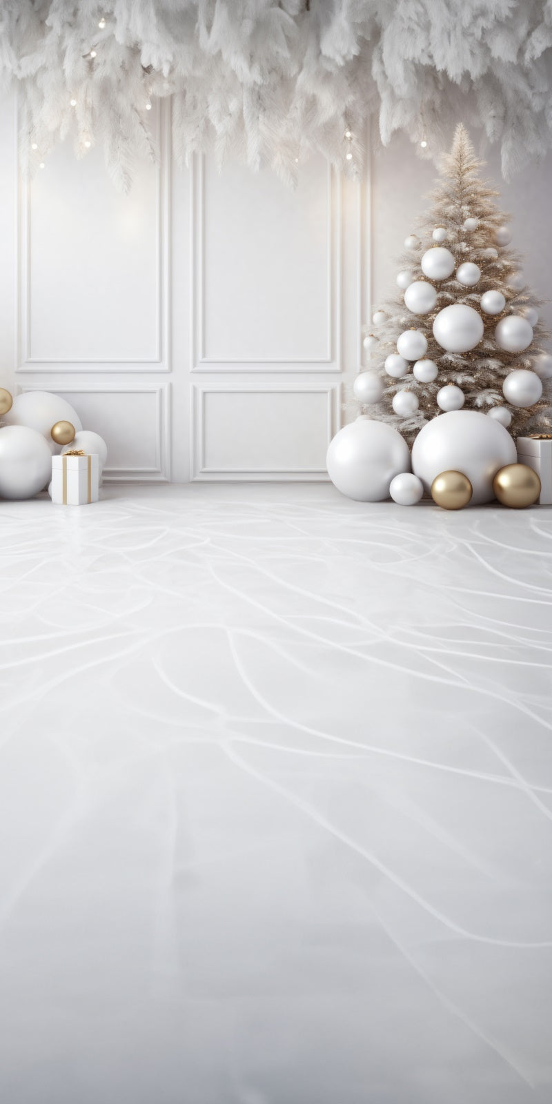 Kate Christmas Feathers Gold Sweep Designed by Lidia Redekopp - Kate Backdrop AU