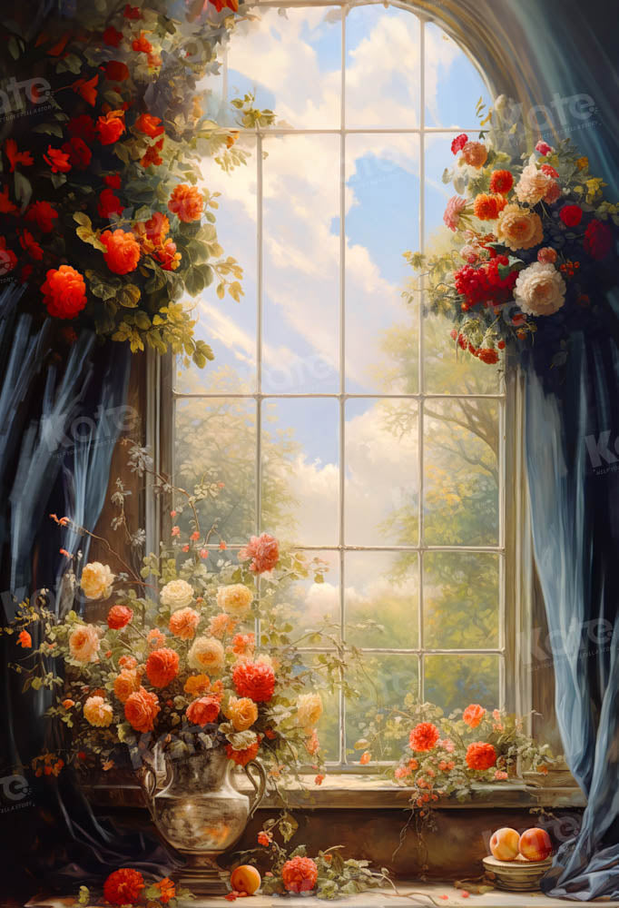 Kate Spring Flowers Window Fine Art Backdrop Designed by GQ - Kate Backdrop AU