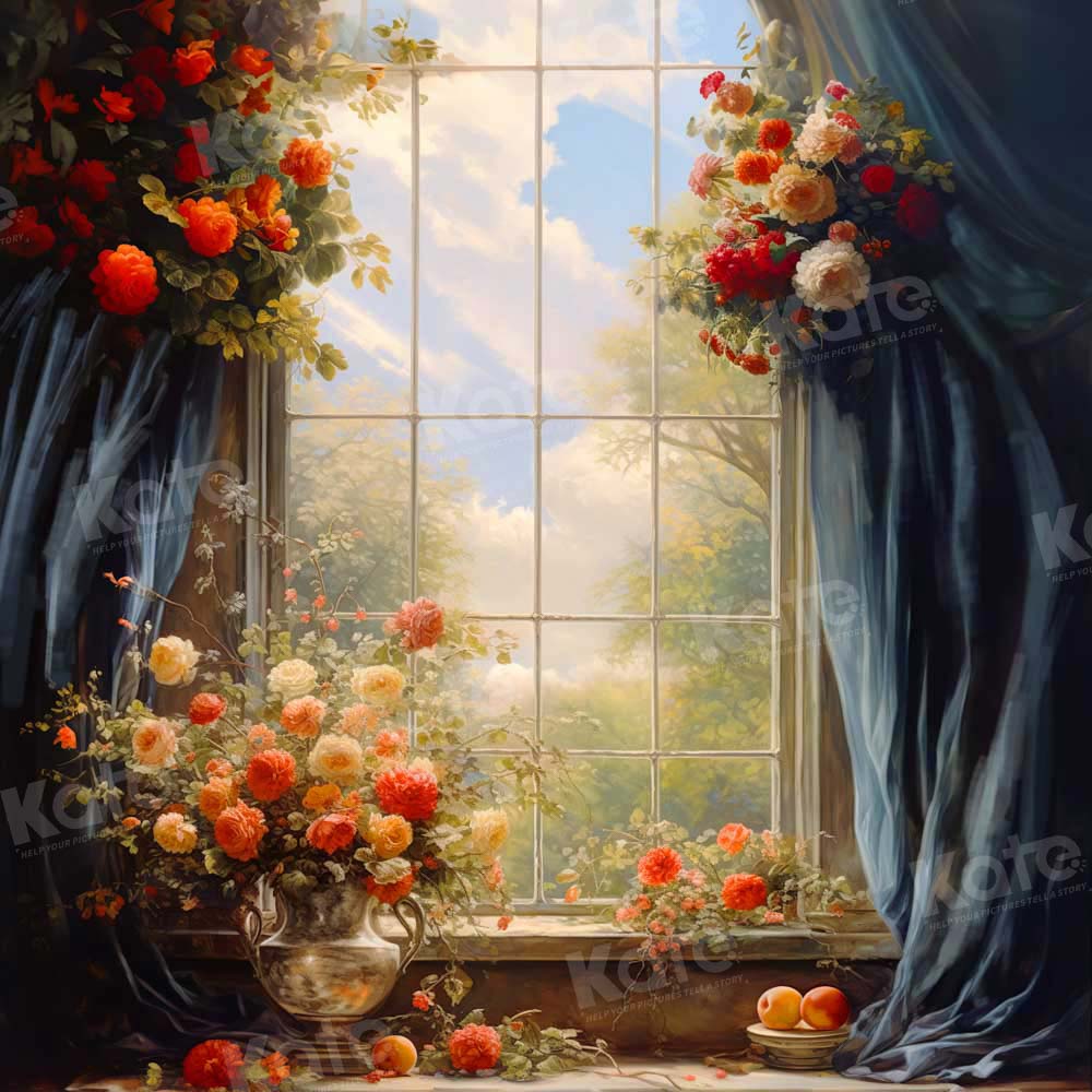 Kate Spring Flowers Window Fine Art Backdrop Designed by GQ - Kate Backdrop AU