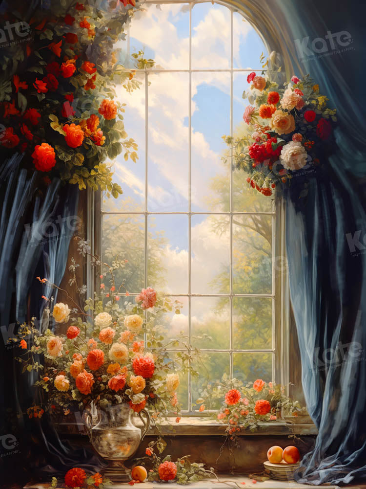 Kate Spring Flowers Window Fine Art Backdrop Designed by GQ - Kate Backdrop AU