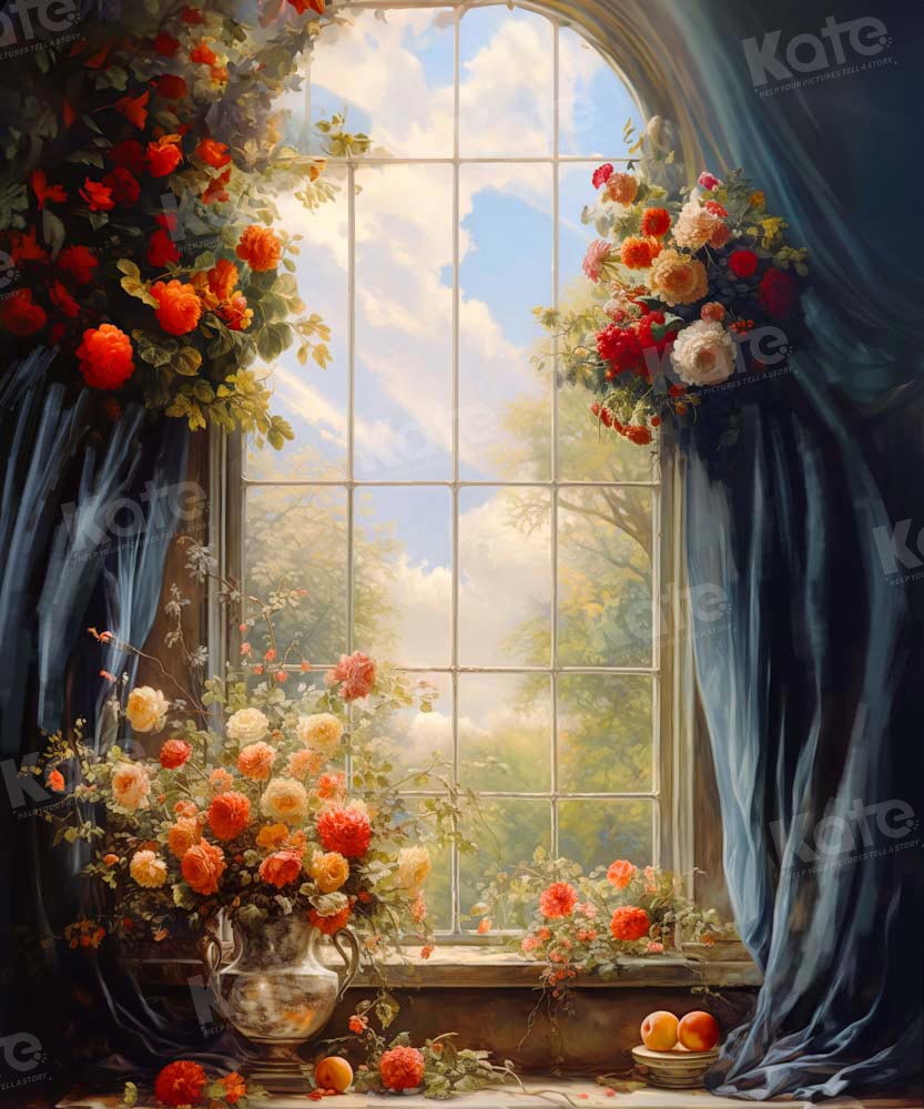 Kate Spring Flowers Window Fine Art Backdrop Designed by GQ - Kate Backdrop AU