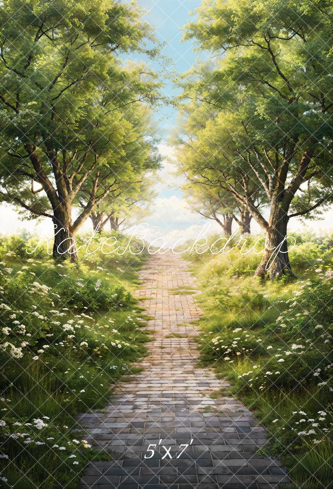 Kate Spring Green Trees Grass Path Backdrop Designed by Chain Photography - Kate Backdrop AU