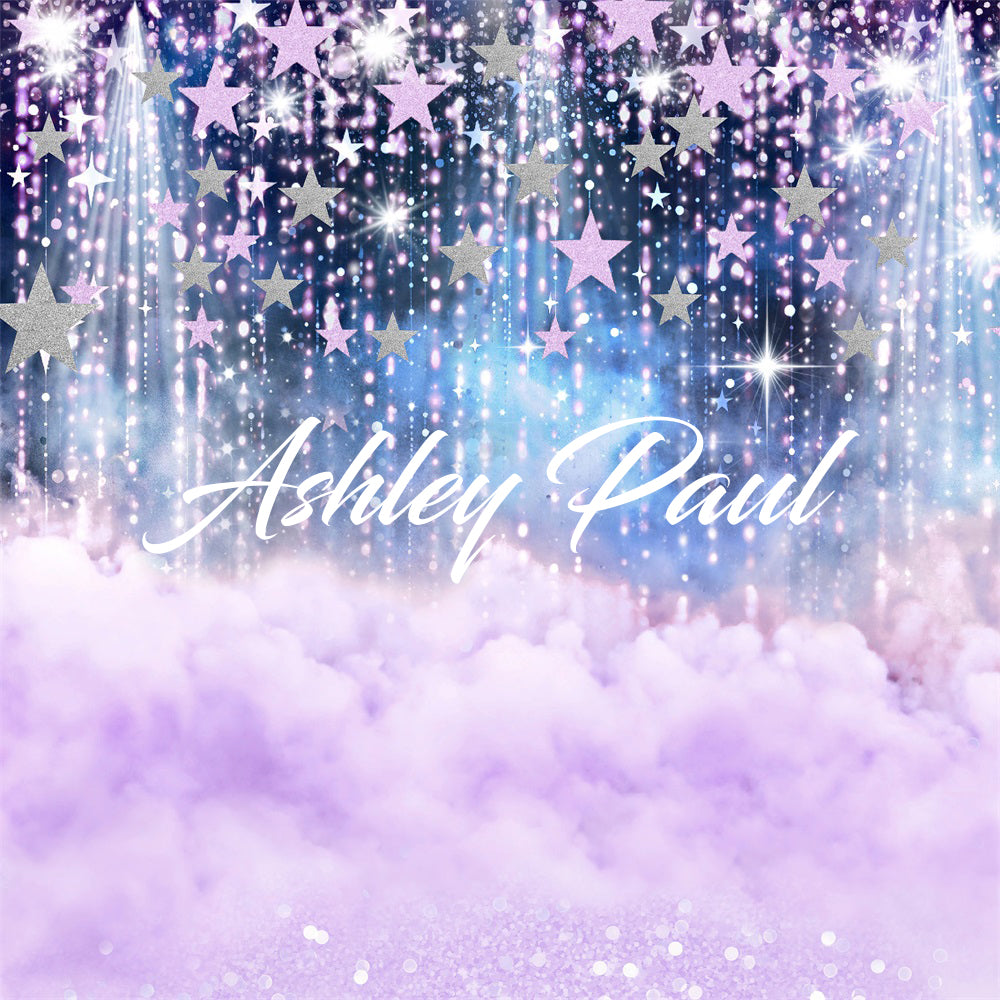 Kate Bokeh Purple Smoke Stars Girl Backdrop for Photography Designed by Ashley Paul - Kate Backdrop AU