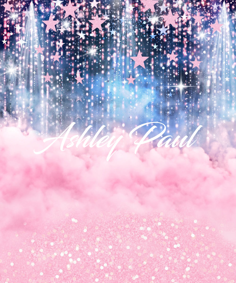 Kate Bokeh Pink Smoke Stars Girl Backdrop for Photography Designed by Ashley Paul