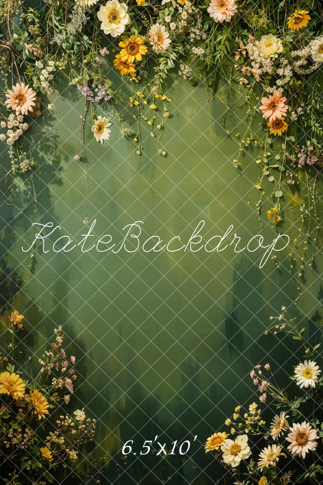 Kate Spring Green Flower Backdrop Designed by Chain Photography