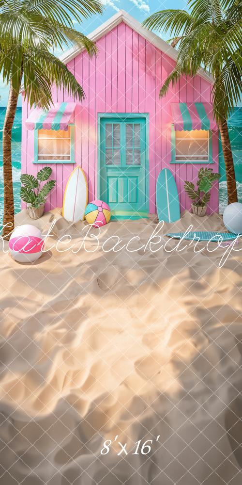 Kate Sweep Pink Hut Beach Backdrop Designed by Chain Photographer
