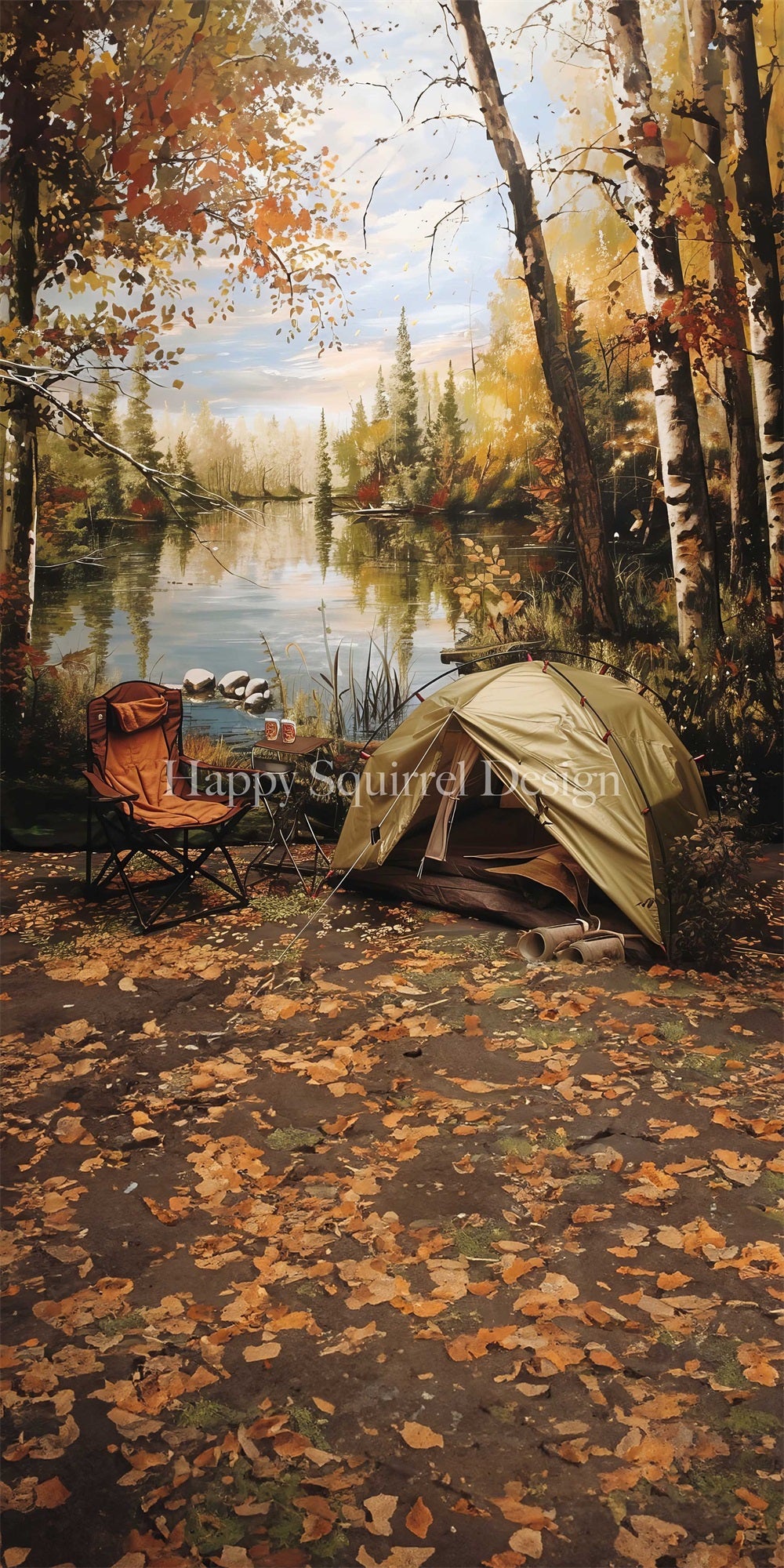 Kate Sweep Autumn Backdrop Forest Camping Tent Designed by Happy Squirrel Design - Kate Backdrop AU