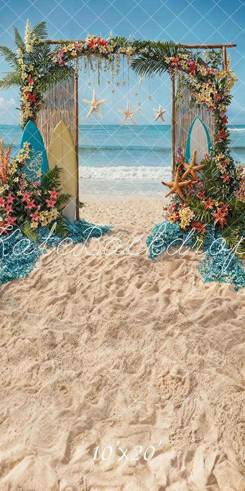 Kate Beach Party Backdrop Surfboard Starfish Arch Designed by Chain Photography - Kate Backdrop AU