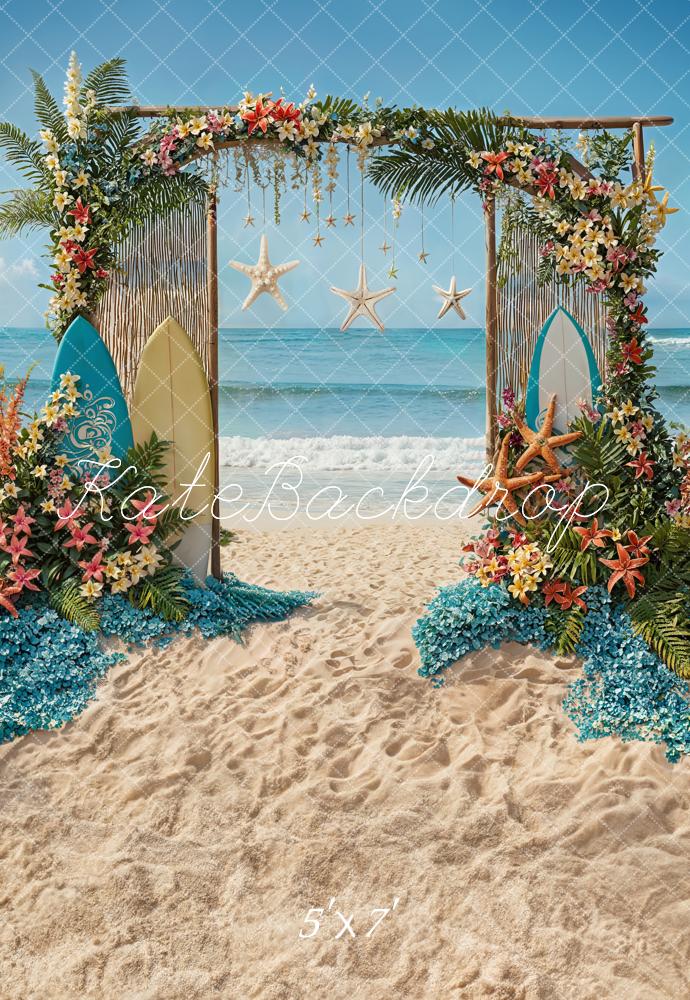 Kate Beach Party Backdrop Surfboard Starfish Arch Designed by Chain Photography - Kate Backdrop AU