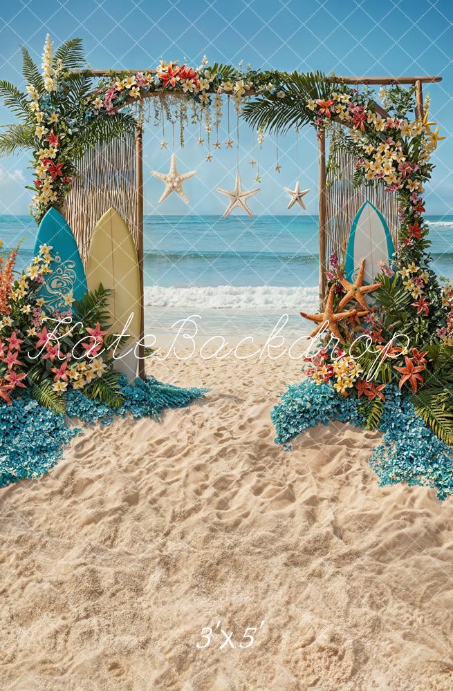 Kate Beach Party Backdrop Surfboard Starfish Arch Designed by Chain Photography - Kate Backdrop AU