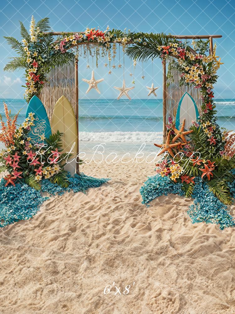Kate Beach Party Backdrop Surfboard Starfish Arch Designed by Chain Photography - Kate Backdrop AU