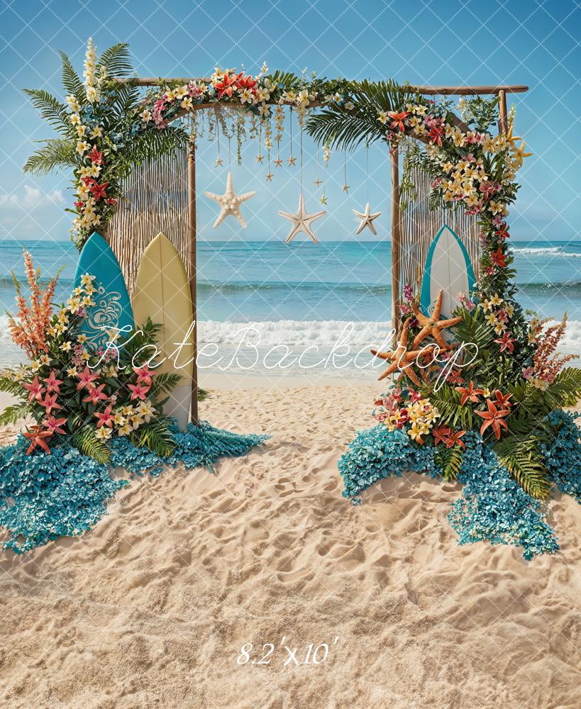 Kate Beach Party Backdrop Surfboard Starfish Arch Designed by Chain Photography - Kate Backdrop AU