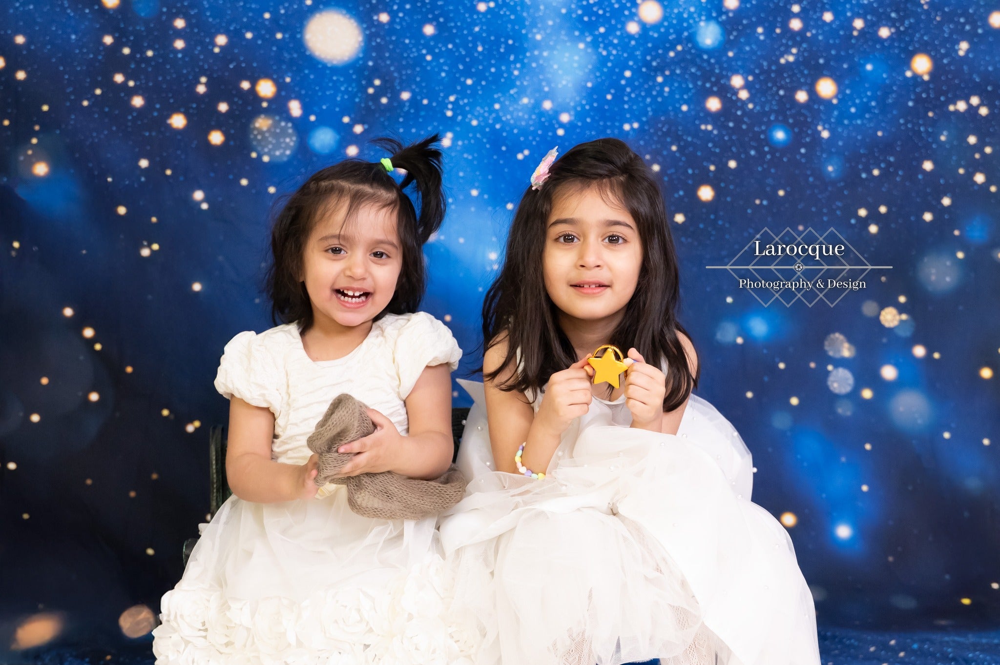 Kate Blue Bokeh Glitter Backdrop Designed by Emetselch
