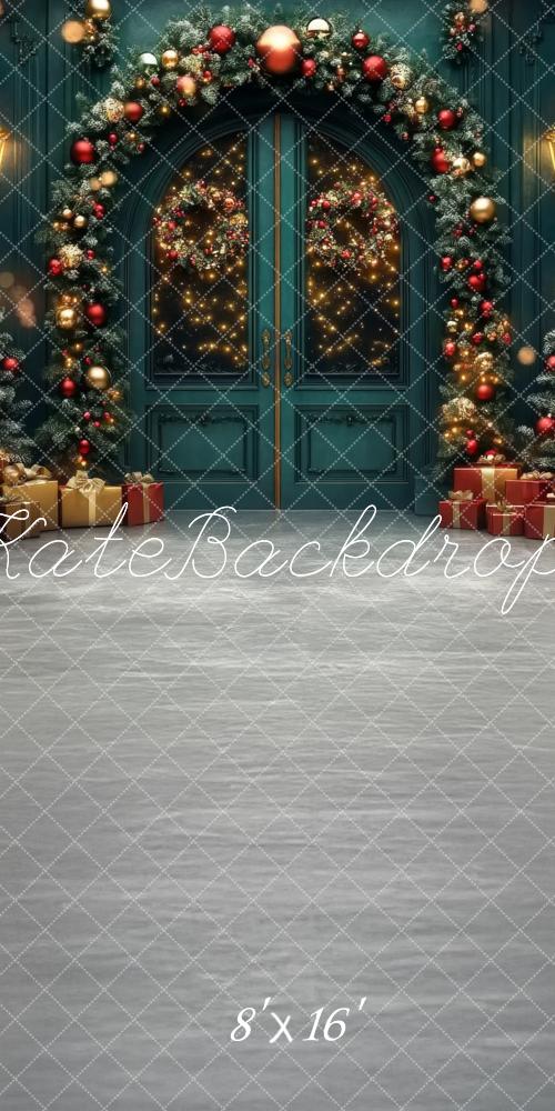 Kate Sweep Deep Emerald & Golden Christmas Tree Doors Backdrop Designed by Lidia Redekopp