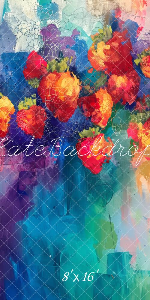 Kate Sweep Abstract Strawberries Backdrop Designed by Lidia Redekopp