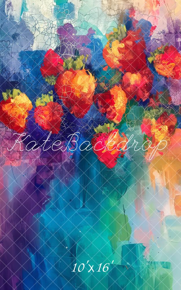 Kate Sweep Abstract Strawberries Backdrop Designed by Lidia Redekopp