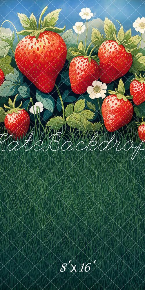 Kate Sweep Strawberry Field Grass Backdrop Designed by Emetselch - Kate Backdrop AU