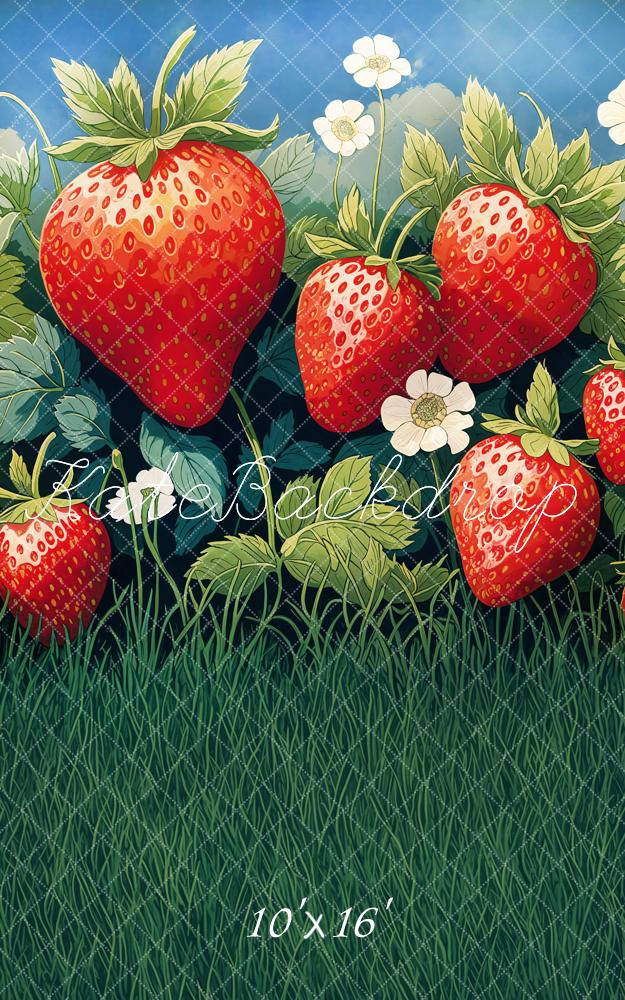 Kate Sweep Strawberry Field Grass Backdrop Designed by Emetselch - Kate Backdrop AU