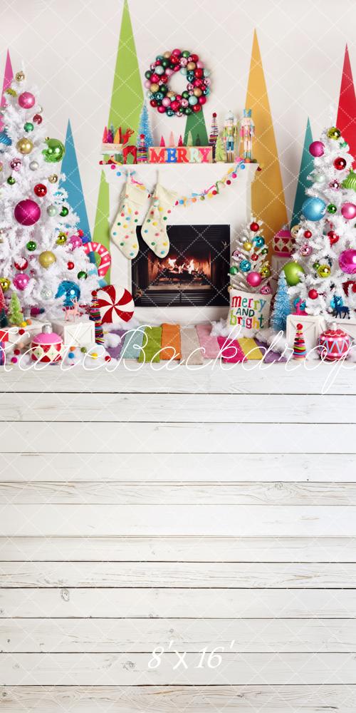 Kate Sweep Merry Bright Decorated Fireplace Backdrop Mandy Ringe Photography