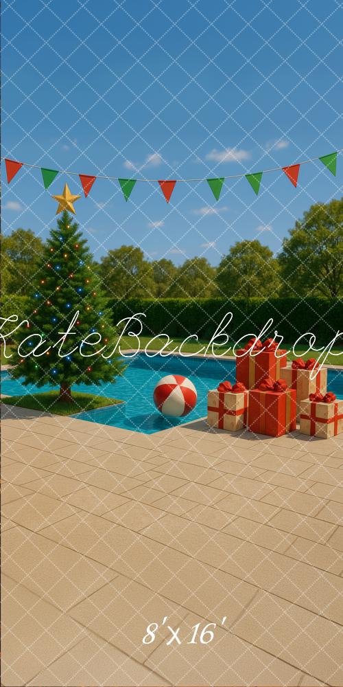 Kate Sweep Poolside Christmas Backdrop Designed by Megan Leigh - Kate Backdrop AU