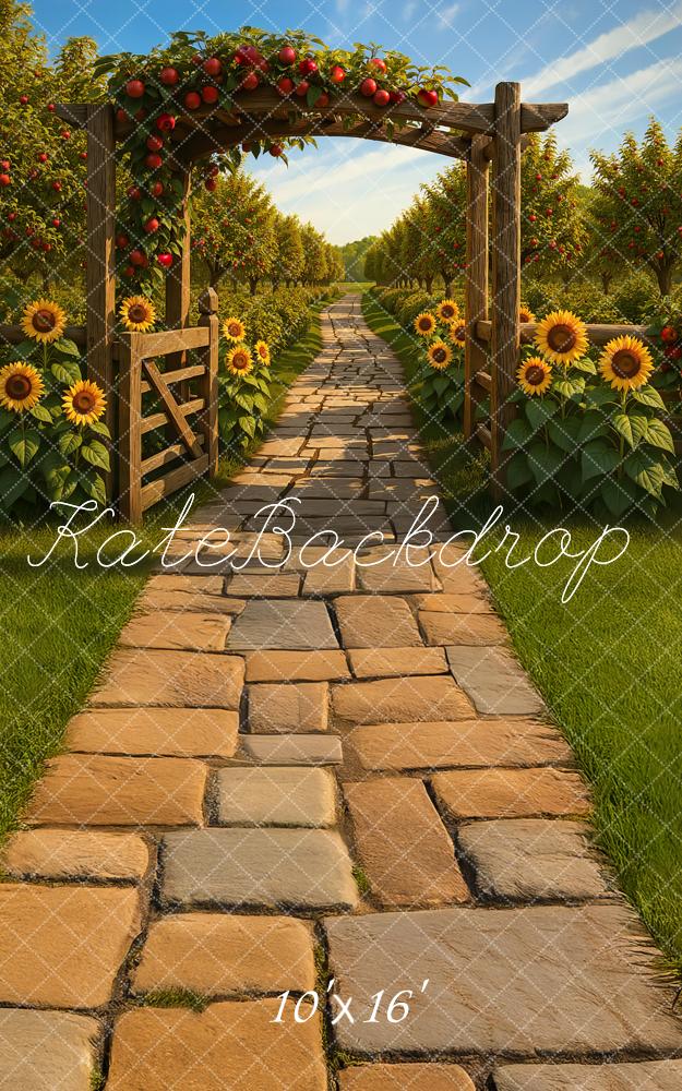 Kate Sweep Sunflower Apple Manor Backdrop Designed by Mini MakeBelieve