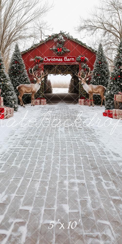 Kate Sweep Christmas Barn Deer Backdrop Designed by Patty Robert