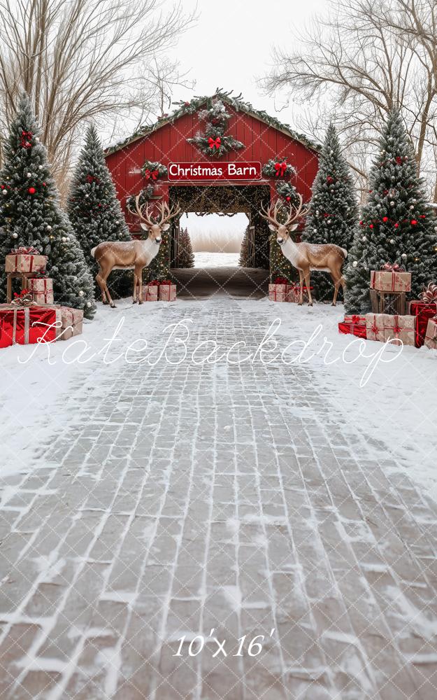 Kate Sweep Christmas Barn Deer Backdrop Designed by Patty Robert