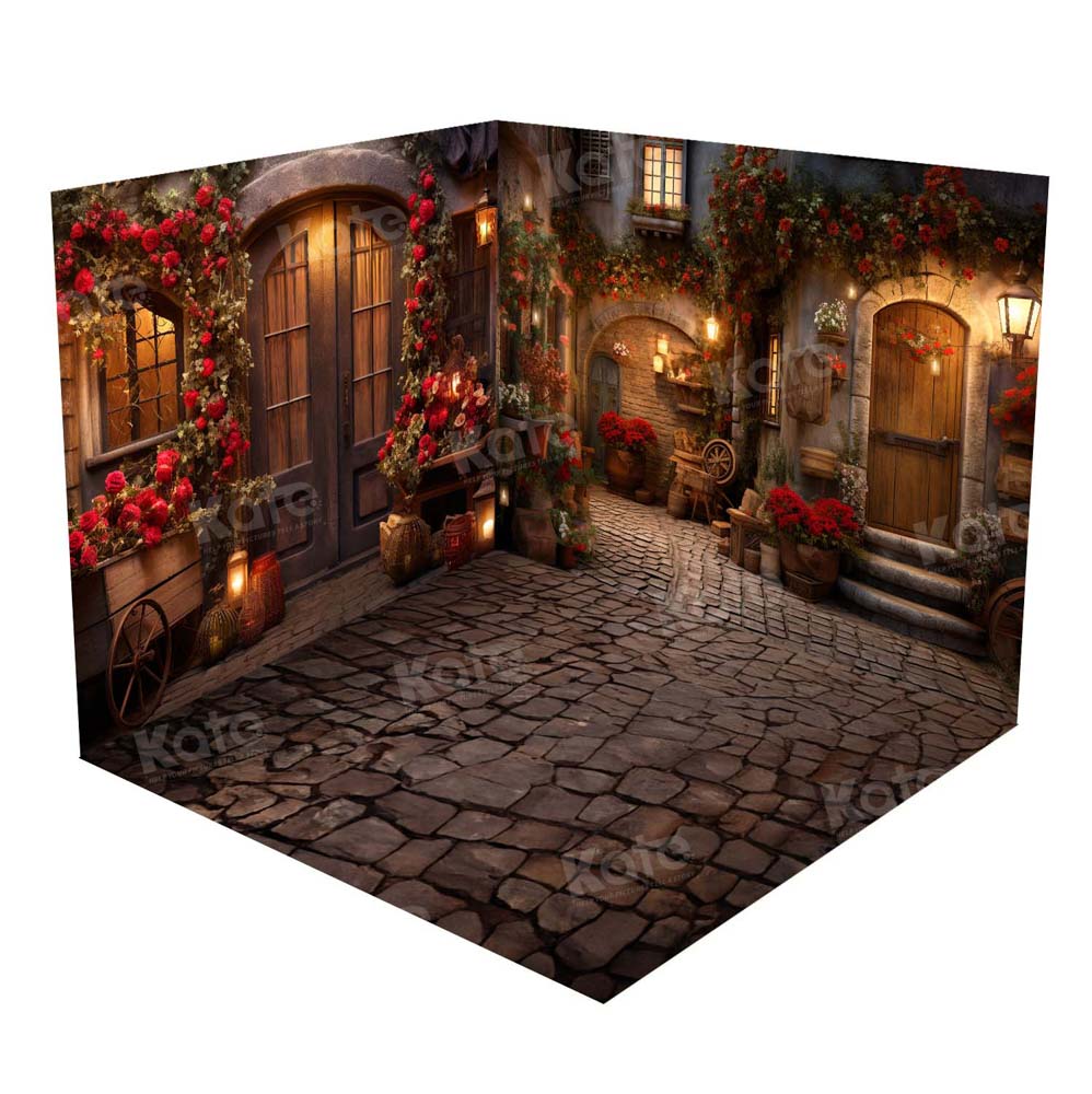 Kate Valentine's Day Rose Street Room Set(8ftx8ft&10ftx8ft&8ftx10ft) - Kate Backdrop AU