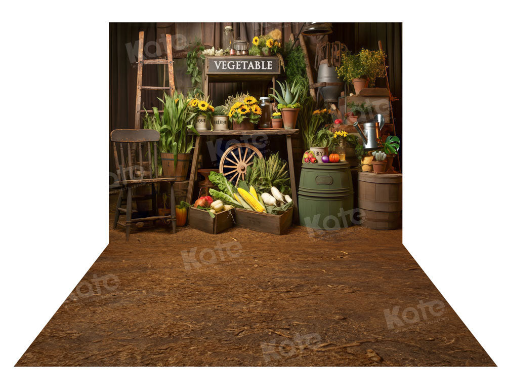 Kate Spring Vegetables Backdrop +Brown Soil Floor Backdrop for Photography - Kate Backdrop AU