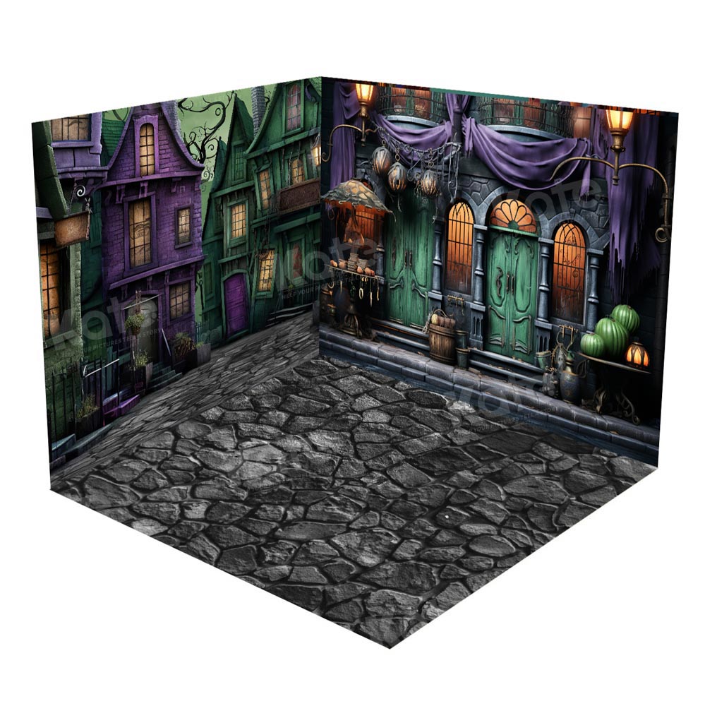Kate Halloween Street Stone Road Room Set(8ftx8ft&10ftx8ft&8ftx10ft) - Kate Backdrop AU