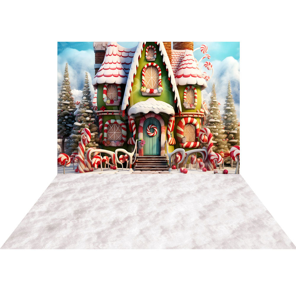 Kate Christmas Amazing House+Snow Floor Backdrop for Photography - Kate Backdrop AU