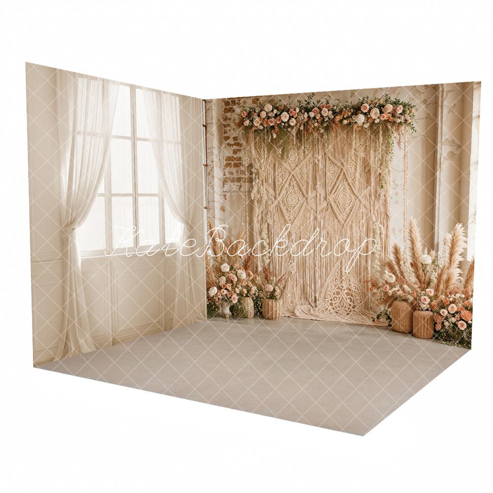Kate Mother's Day White Curtain Vintage Frame Window Room Set(8ftx8ft&10ftx8ft&8ftx10ft) - Kate Backdrop AU
