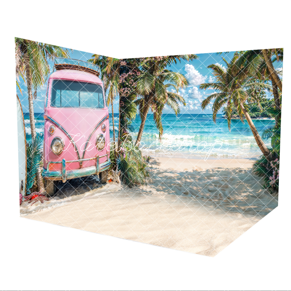 Kate Beach Summer Seaside Pink Car Room Set(8ftx8ft&10ftx8ft&8ftx10ft)