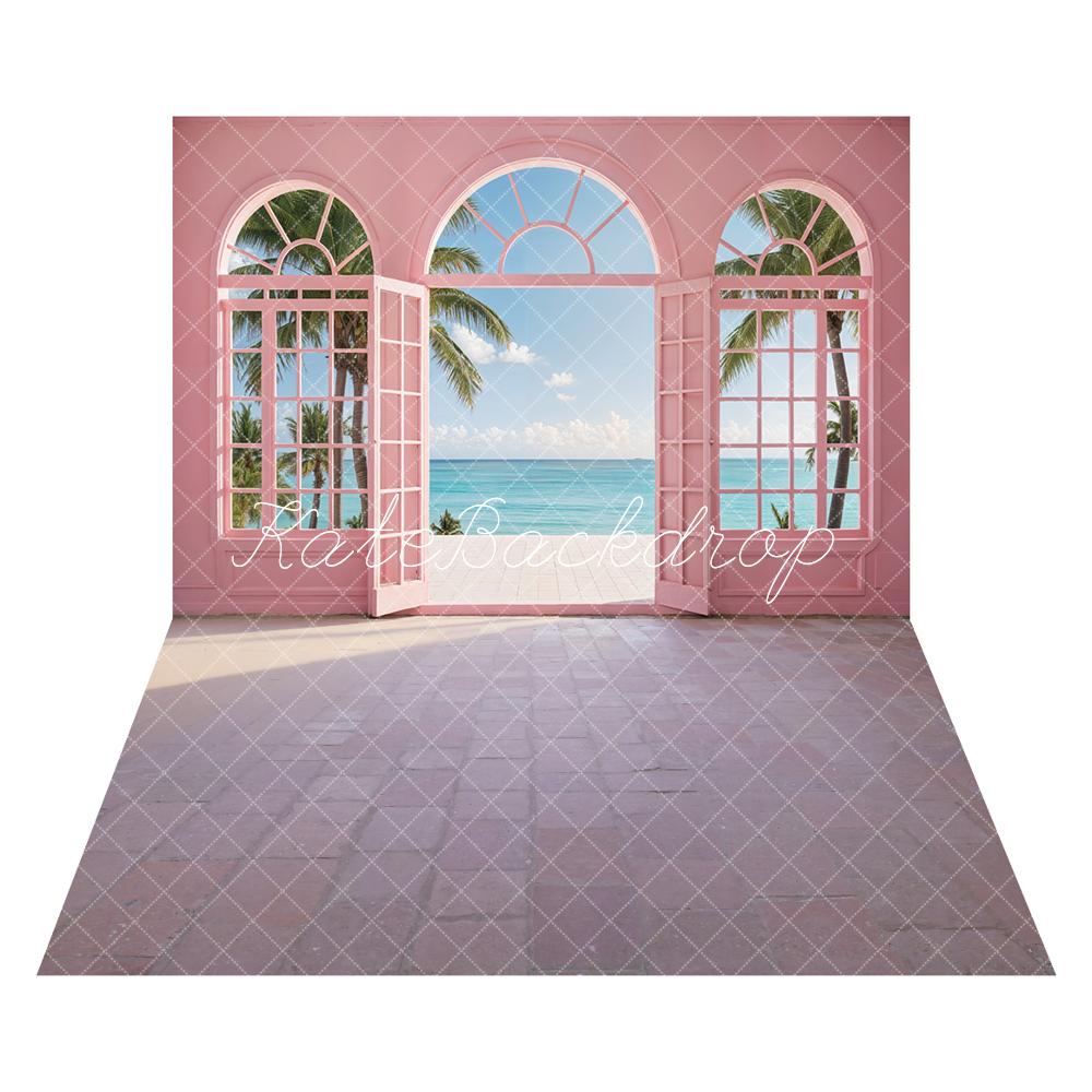 Kate Seaside Arch Vacations Backdrop+Bricks Light Texture Floor Backdrop - Kate Backdrop AU