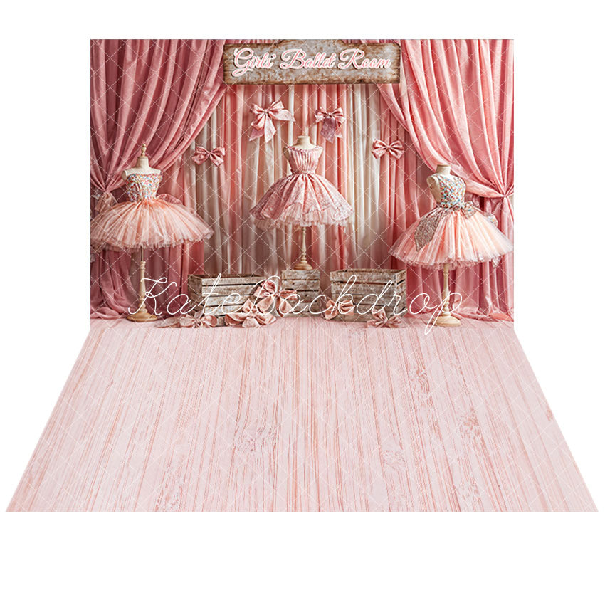 Kate Girls Ballet Skirt Room Backdrop+Pink Striped Texture Floor Backdrop - Kate Backdrop AU