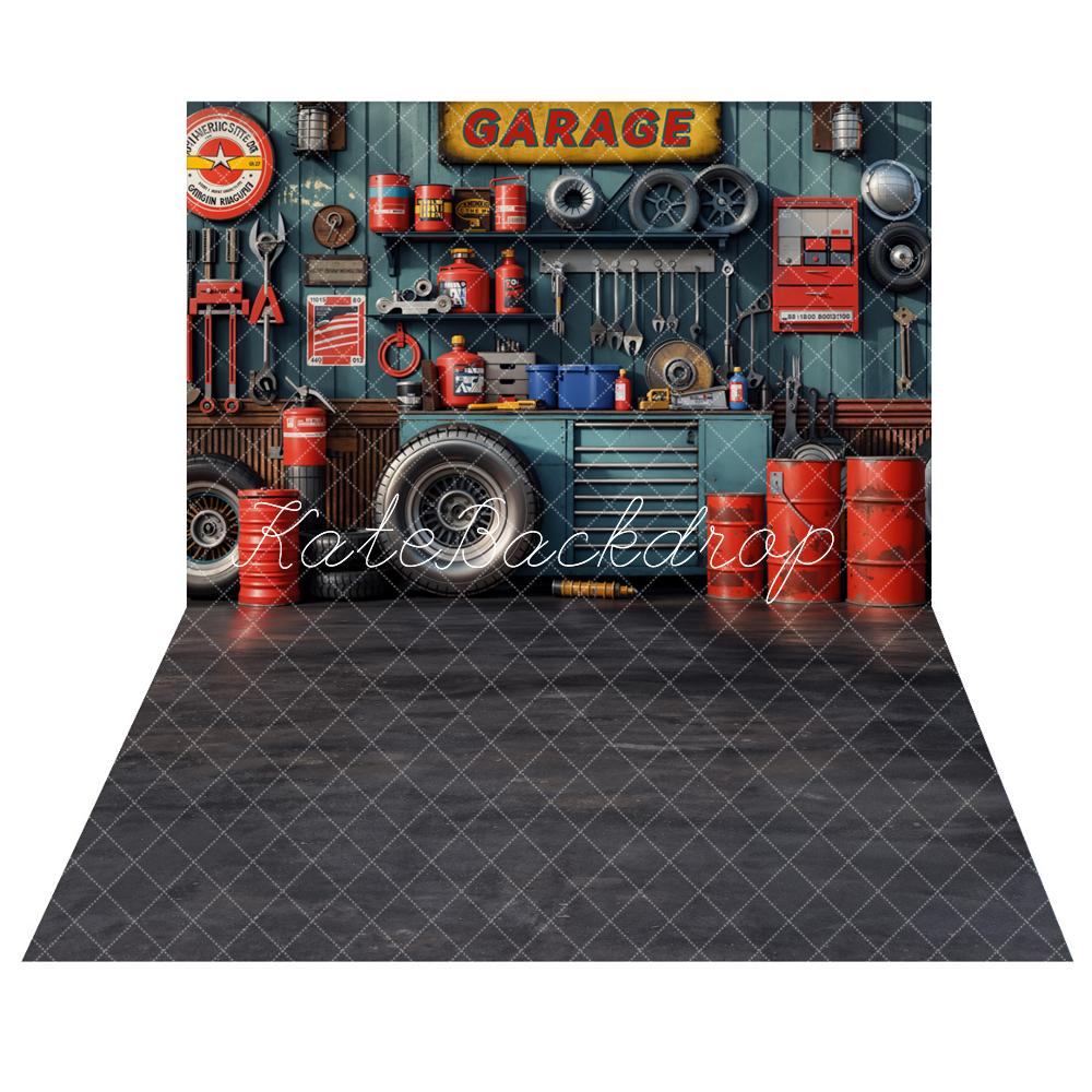 Kate Tool Holder Garage Father's Day Backdrop+Abstract Black Floor Backdrop - Kate Backdrop AU