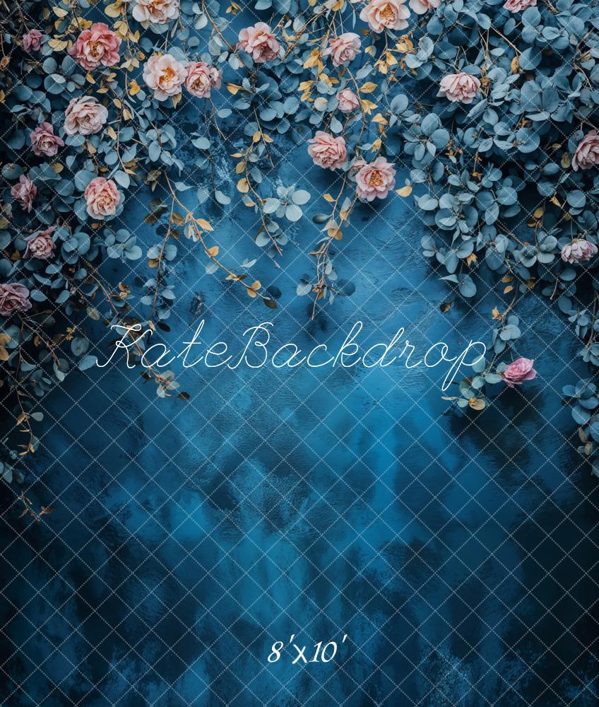 Kate Fleece Fine Art Floral Blue Vintage Backdrop Designed by Emetselch - Kate Backdrop AU