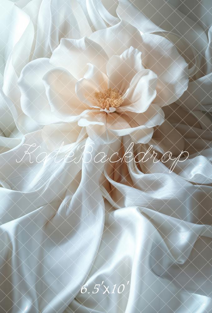 Kate Fleece Elegant Floral White Backdrop Designed by Emetselch
