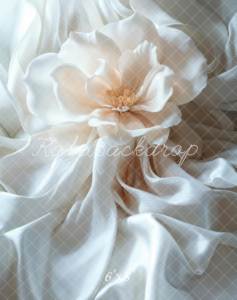 Kate Fleece Elegant Floral White Backdrop Designed by Emetselch