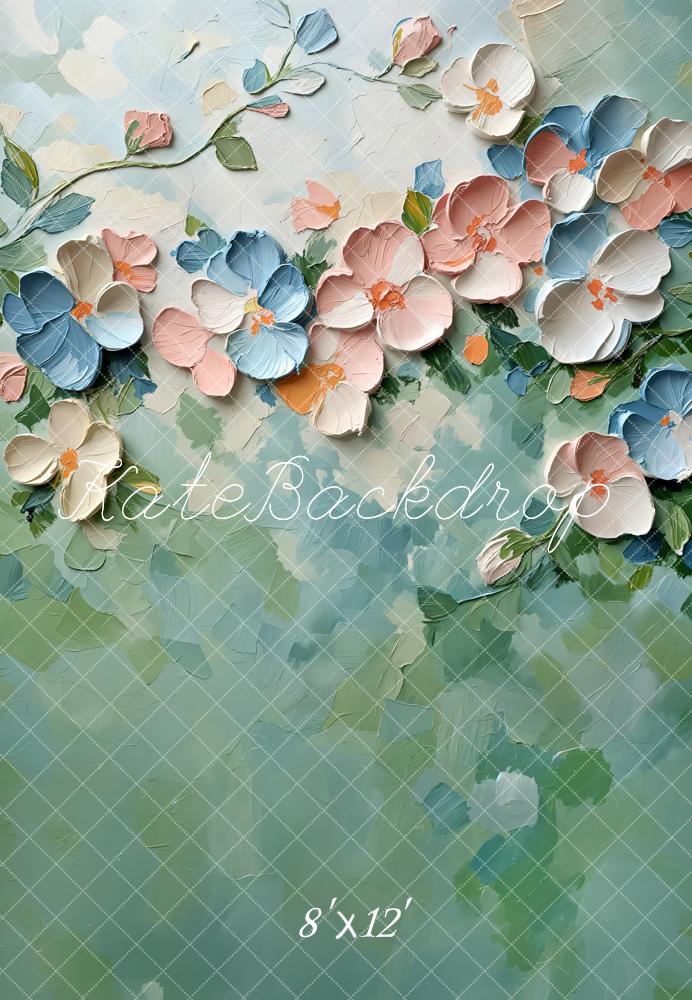 Kate Fleece Green Fine Art Flowers Backdrop Designed by GQ