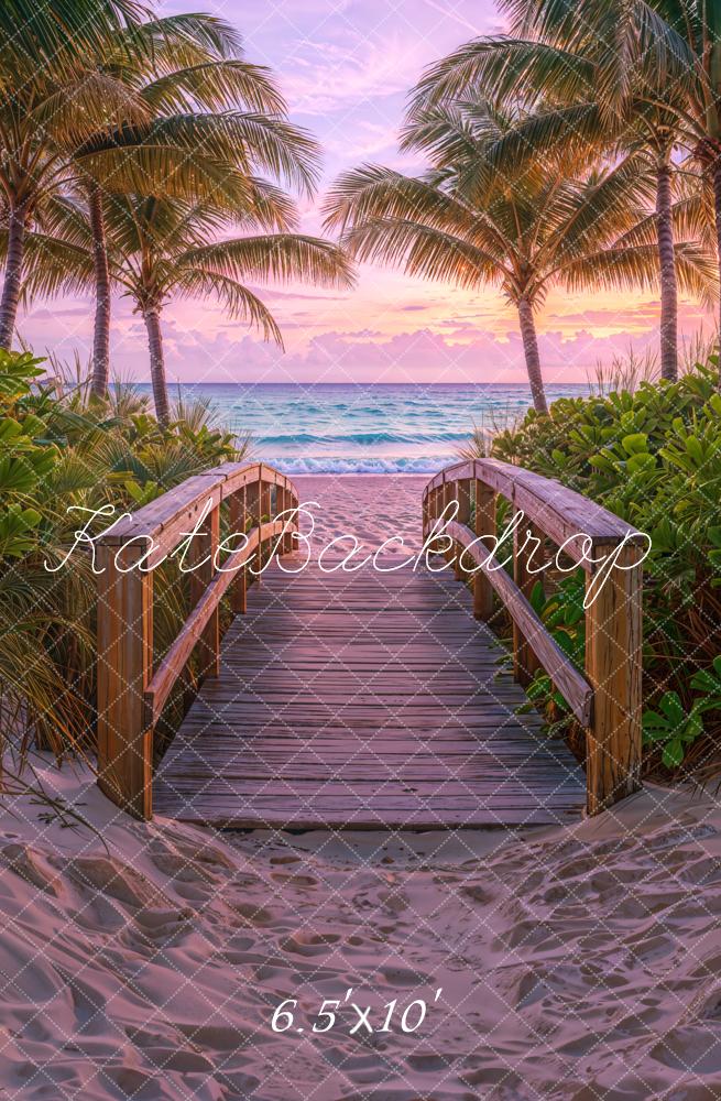 Kate Fleece Beach Tropical Sunset Backdrop Designed by Chain Photography