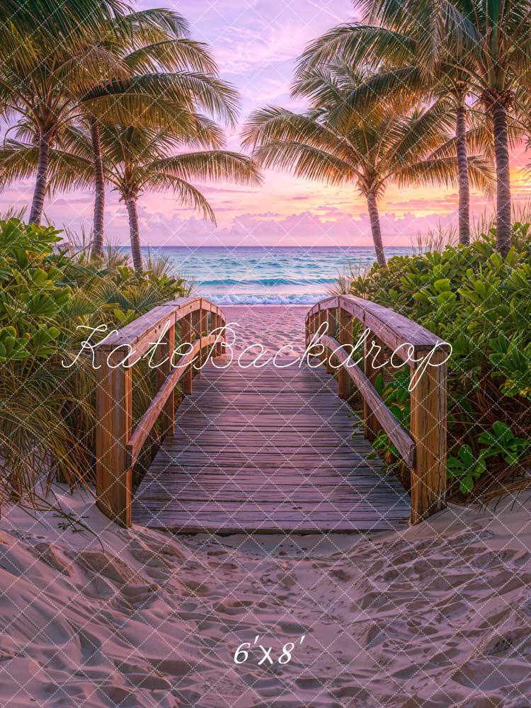 Kate Fleece Beach Tropical Sunset Backdrop Designed by Chain Photography