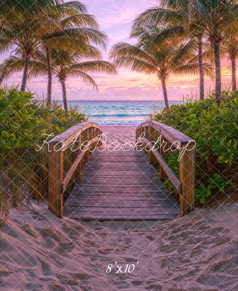 Kate Fleece Beach Tropical Sunset Backdrop Designed by Chain Photography