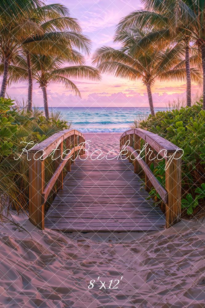 Kate Fleece Beach Tropical Sunset Backdrop Designed by Chain Photography