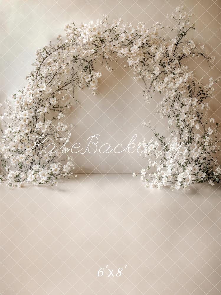 Kate Fleece Elegant White Flower Arch Backdrop Designed by Chain Photography