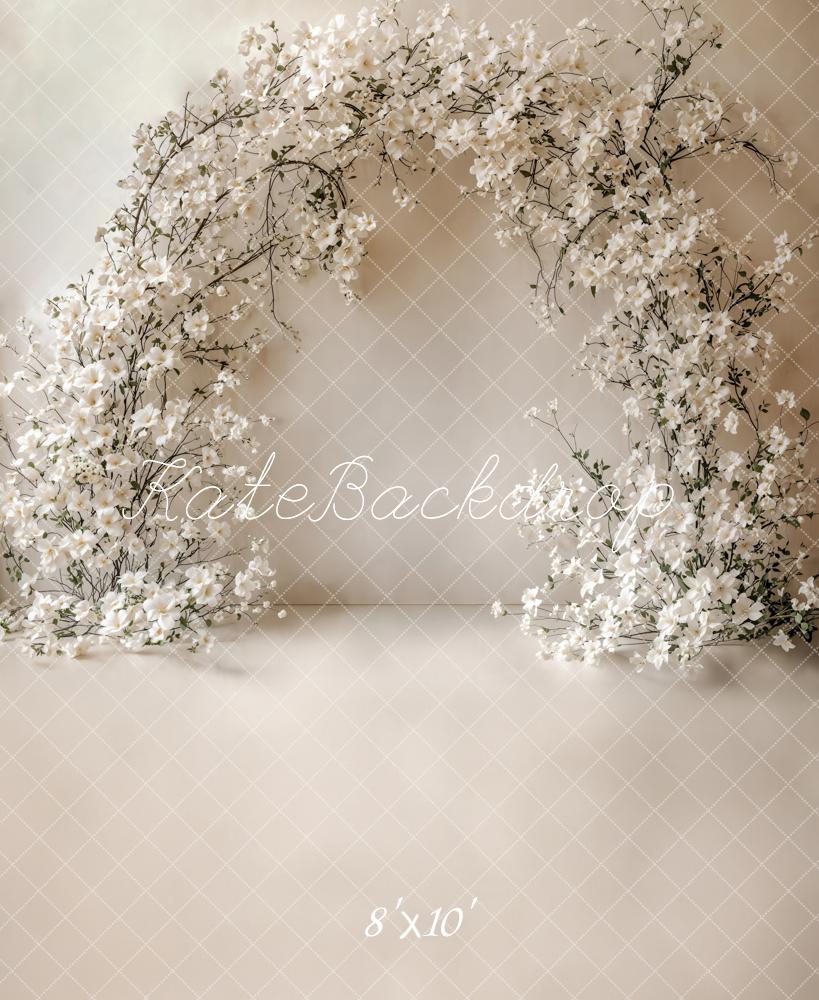 Kate Fleece Elegant White Flower Arch Backdrop Designed by Chain Photography