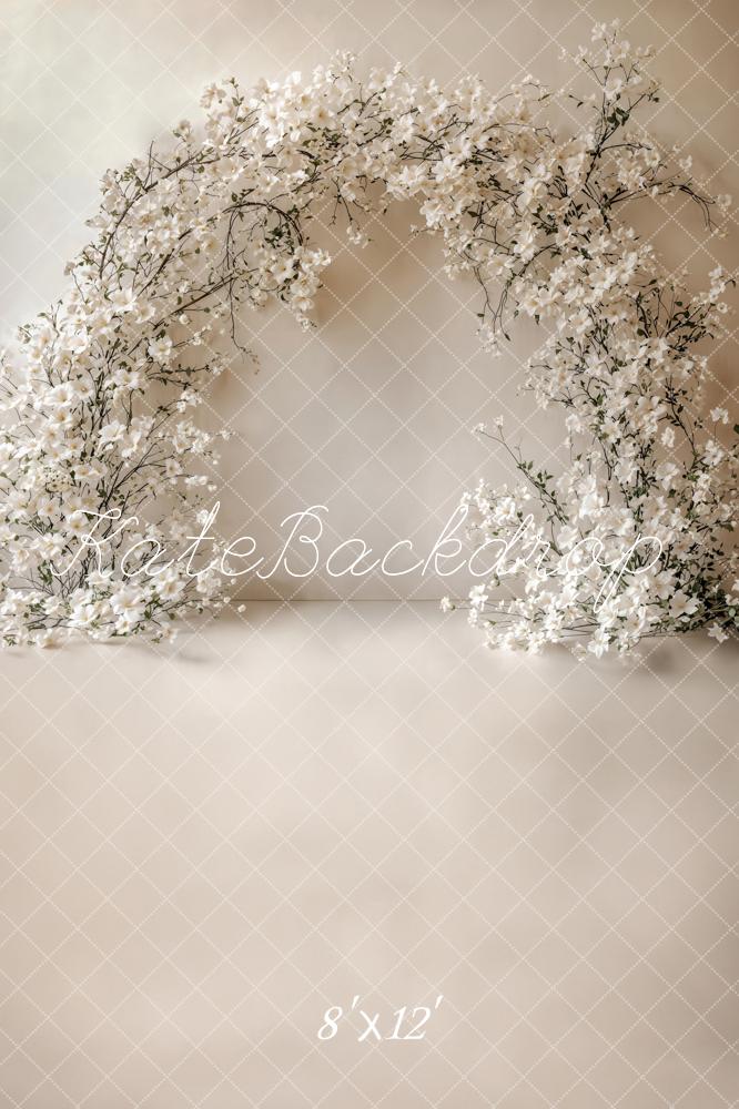 Kate Fleece Elegant White Flower Arch Backdrop Designed by Chain Photography
